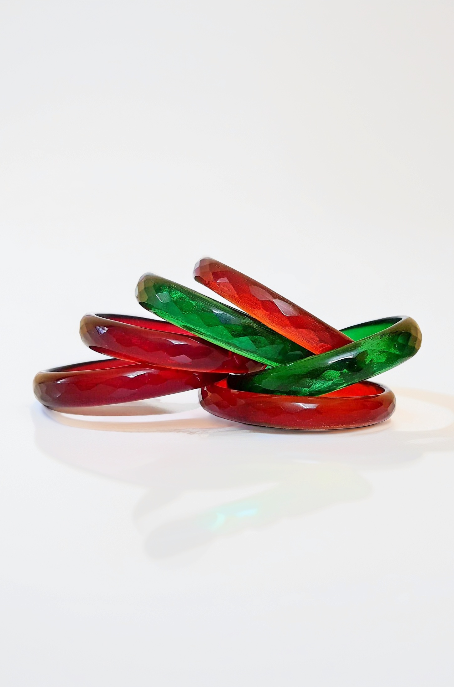 Glass bangles Kada set/Red Green Mehrun color for women (set of 6)