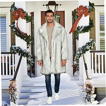 Heren Jas Met Omslagkraag Warme Jas Met Gesp Lange Jas Mannen Faux Fur Jas Suède Jas Winter Lange Winterjas Kunstbont