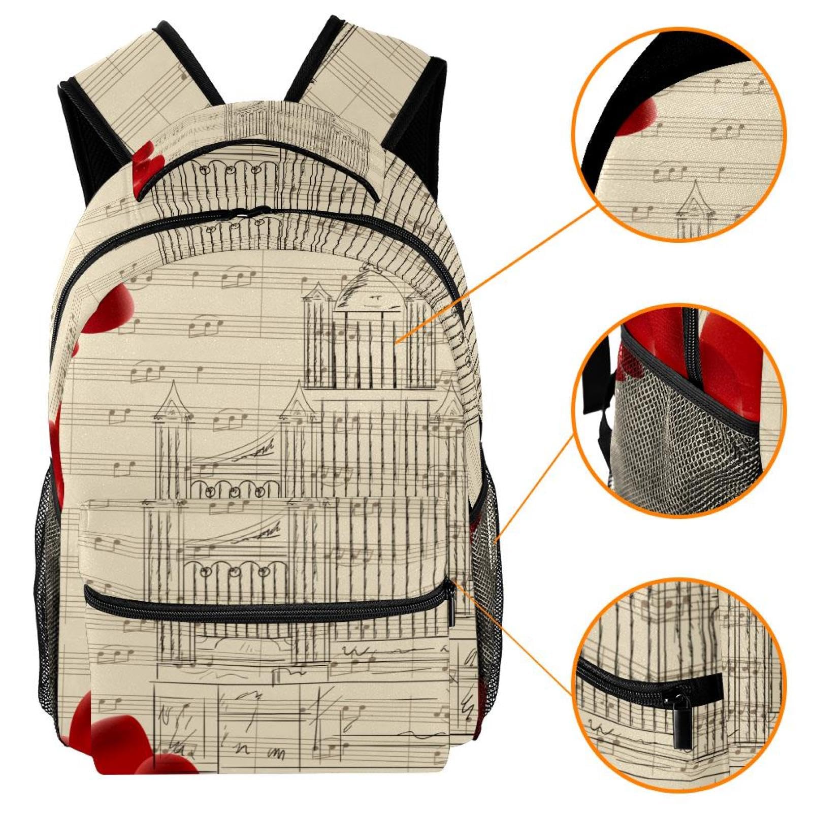 Zaino scolastico, grande capacità, per libri, organo a pipa, chiesa, zaino per computer portatile, impermeabile, per scuola, università, per adolescenti, ragazze, ragazzi, adatto per