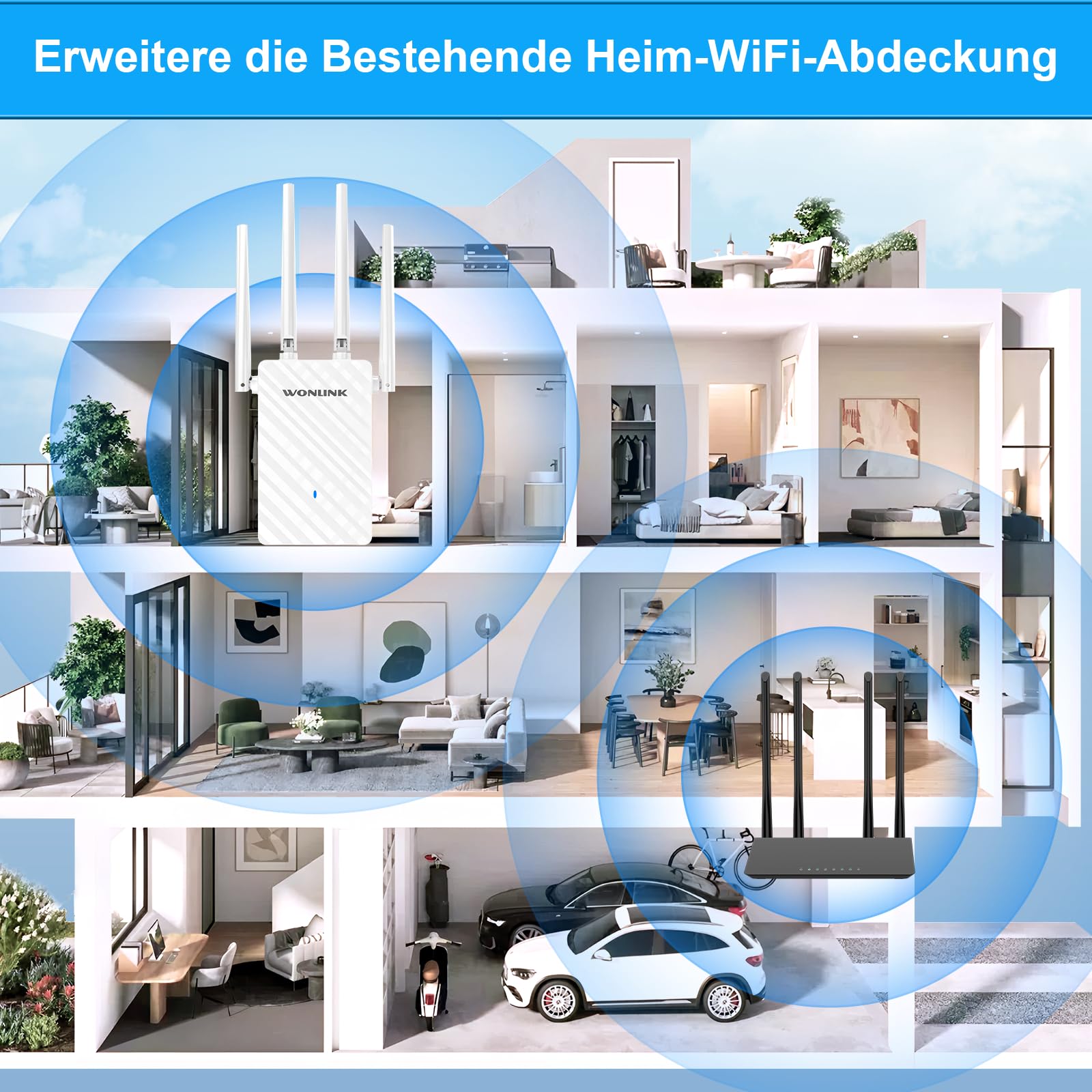 WLAN-Verstärker 1200 Mbps Dualband WLAN Repeater Verstärker