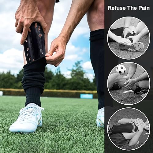 Miniatura 5 de 2 Pairs Soccer Shin Guards for Young Kids Adults, Breathable Shin Guard Sleeves for Boy & Girl Football Games, Protective EVA Cushion for Youth Men