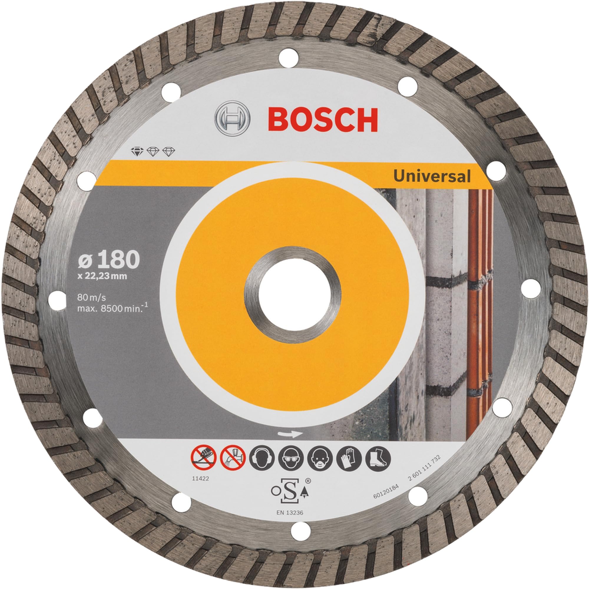Bosch 10x PRO Multi Material Turbo Diamanttrennscheibe, 180 × 22,23 × 10 mm