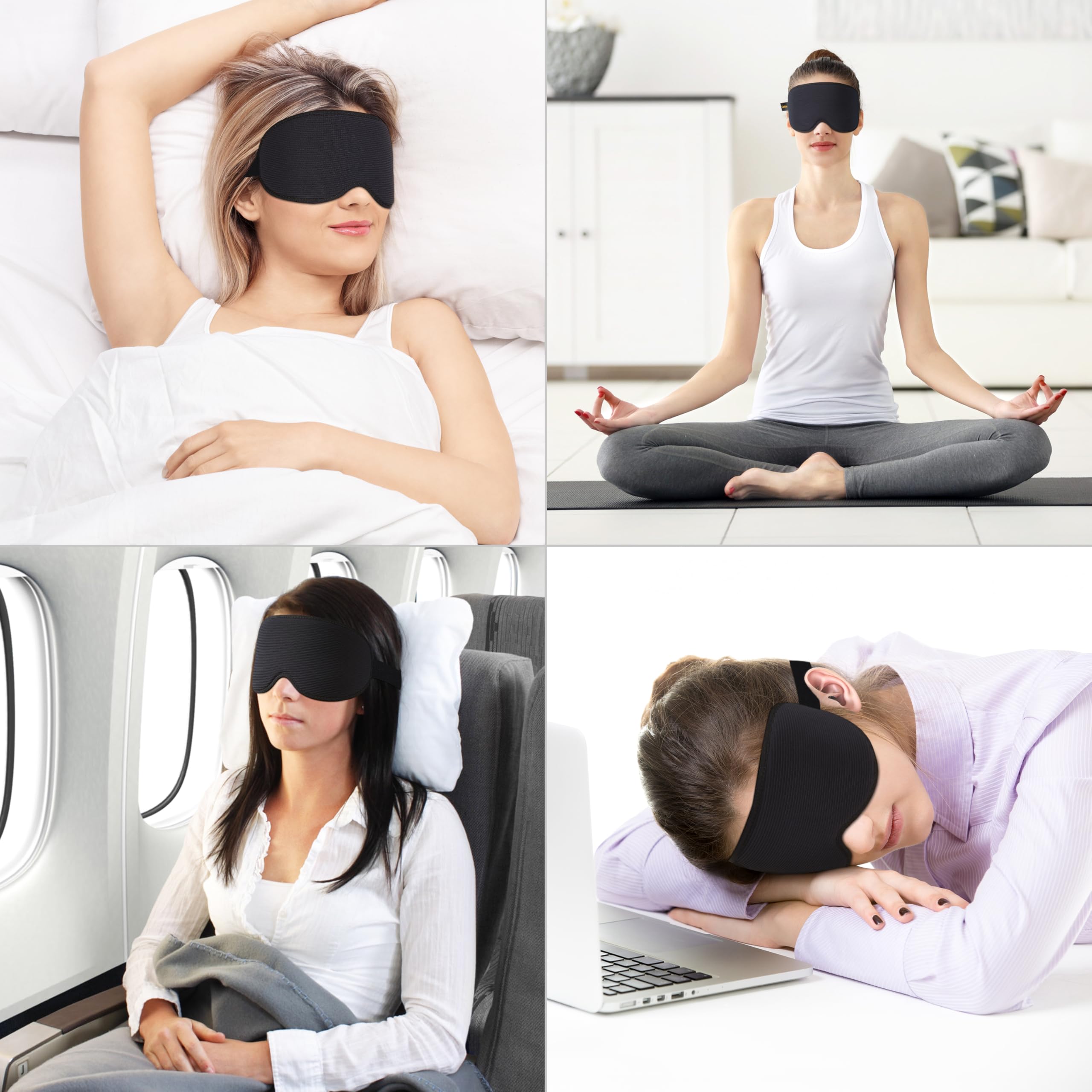 Gritin 100% Anti-Luz Antifaz para Dormir, Máscara Dormir para Mujer y Hombre, Sin Presión Ocular para Durmientes de Lado - con Correa Ajustable y Tapones, Ultrasuave y Cómodo para Dormir, Viajar