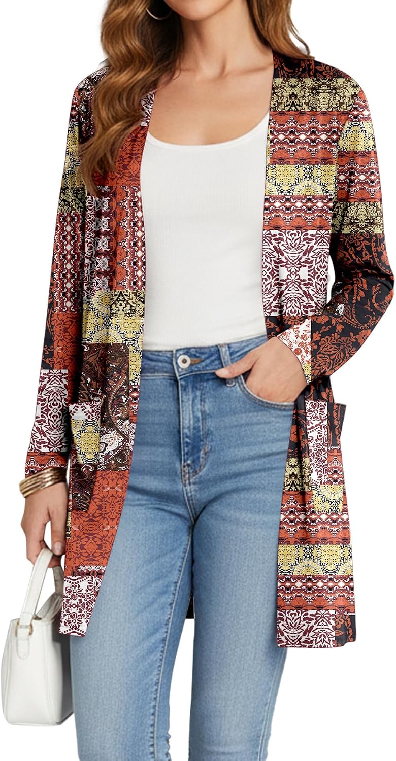 YSYOKOW 1-3 Pack Womens Lightweight Soft Open Front Cardigan Long Sleeve | Fall Cardigans with Pockets Work Office Casual Layering Sweater for Travel Trendy Cover Up