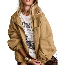 Womens Barn Jacket Loose Drawstring Utility Coat