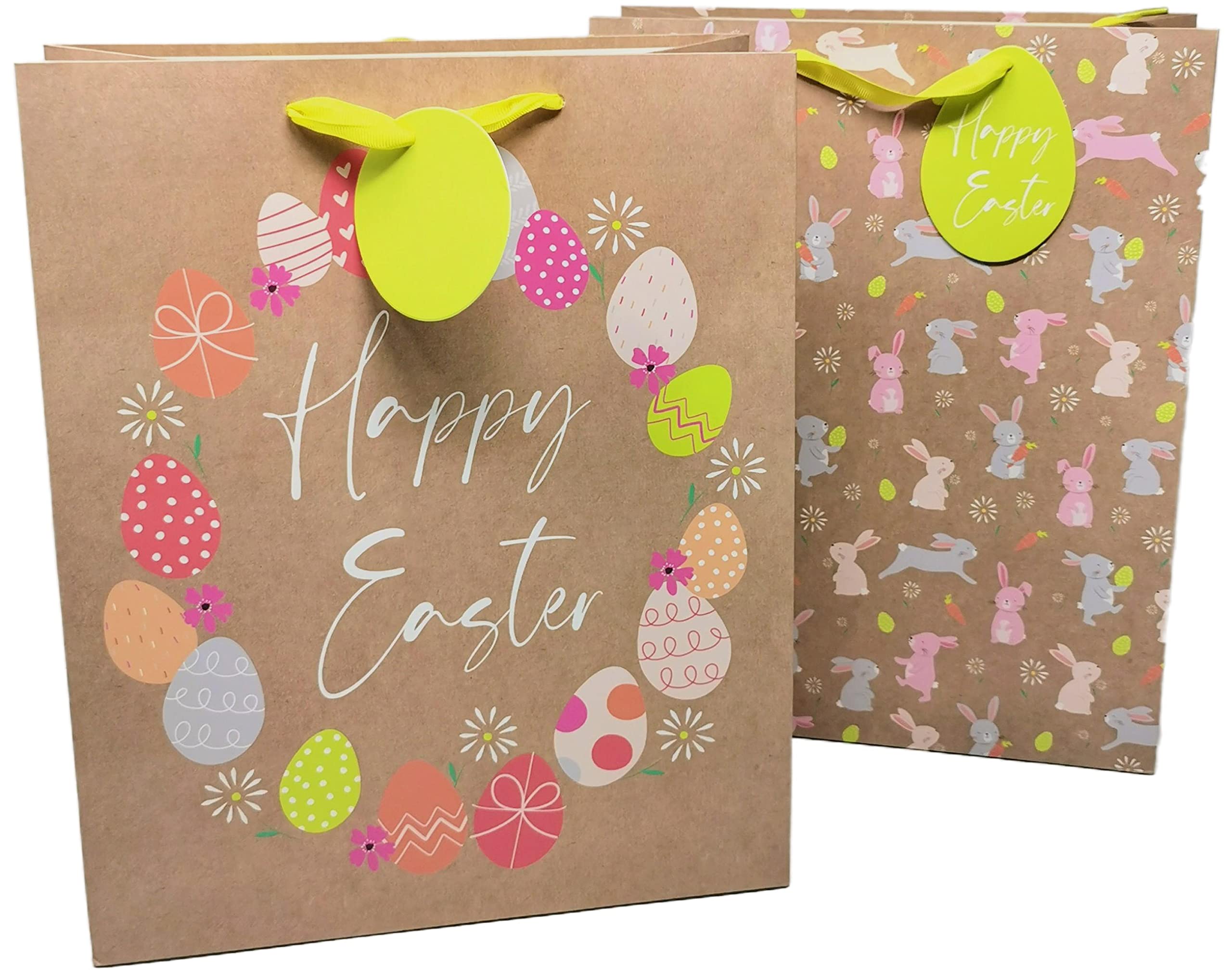 Sacchetto Pasquale Sacchetti Regalo Di Pasqua - 12 Pezzi Carta Riutilizzabili Con Manici, 16x8x21 Cm, Per Uova E Dolci Confezione Pasquale 2025