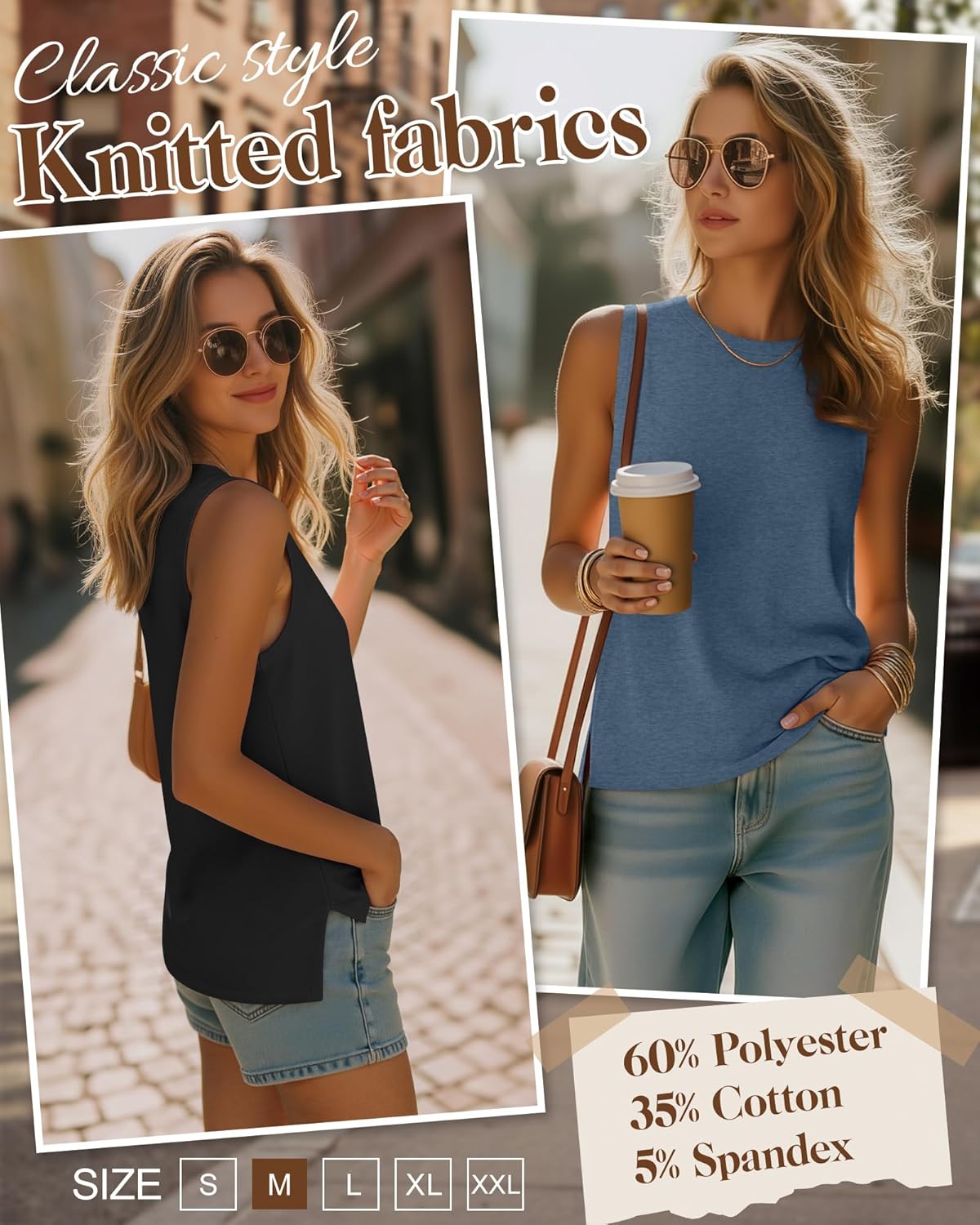 Ficerd 4 Pack Women's Sleeveless Tops, Casual Summer Loose Fit T Shirts Solid Color Tunic Tank Tops Ladies' Crew Neck - Image 5