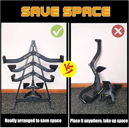 Miniatura 5 de Gym Fitness LAT - Estante de almacenamiento de barra desplegable para agarre mag, soporte resistente con marco en A para accesorios de extracción LAT