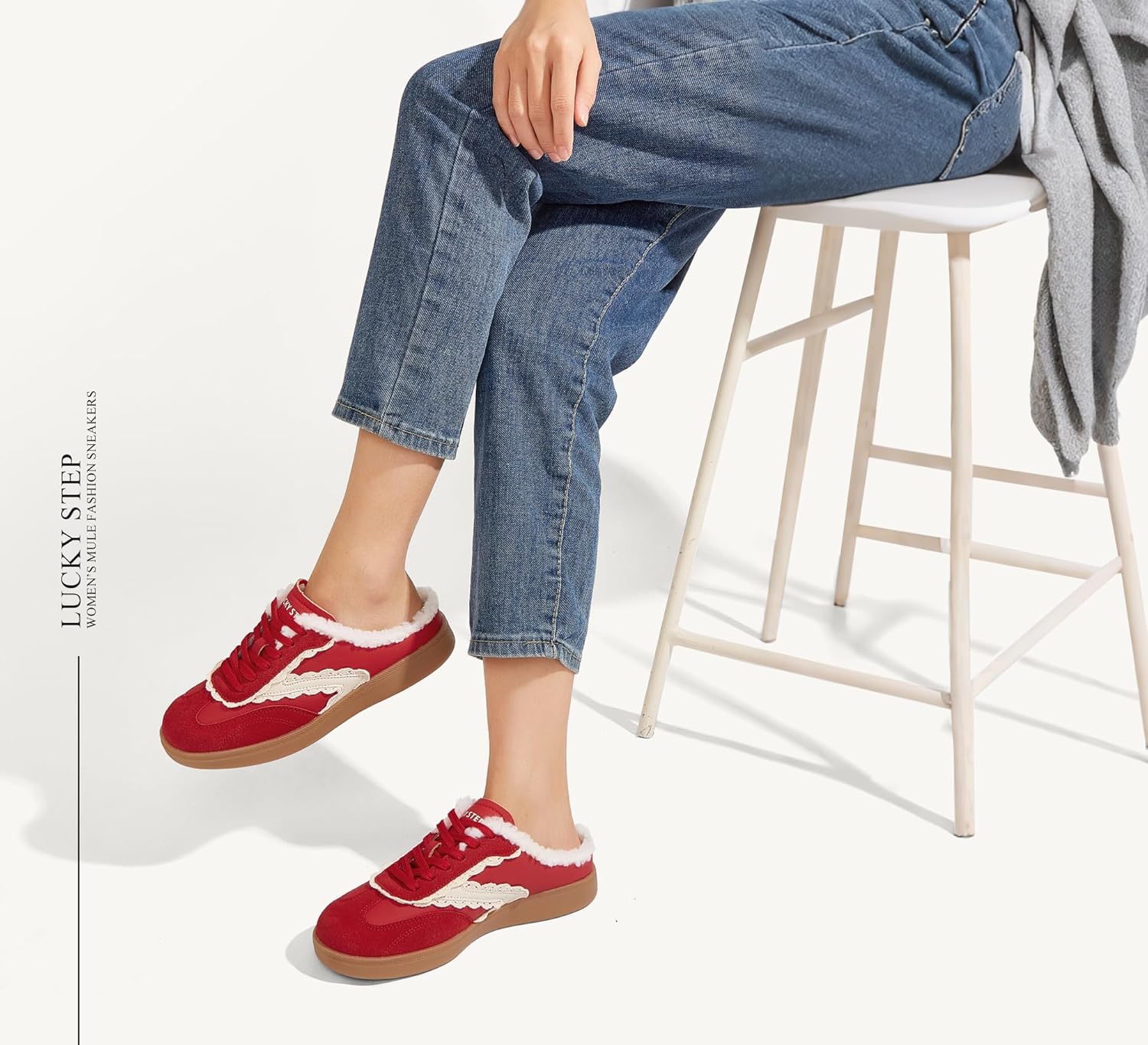 LUCKY STEP Women’s Mule Fashion Sneakers Slip On Backless Walking Shoes Winter Retro Comfy Casual Sneaker - Image 9