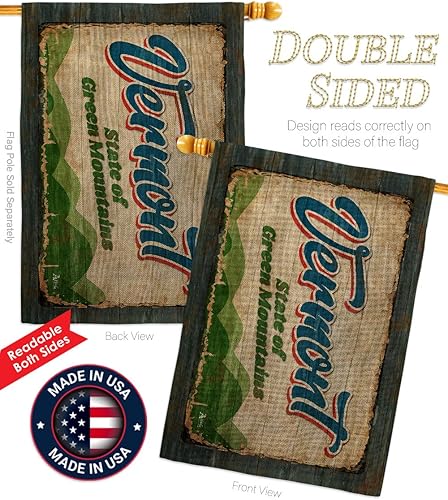 Miniatura 3 de Vermont Vintage Burlap House Flag - Pack Regional States USA American Territories Republic Country Particular Area Support Our Troops - Banner Small