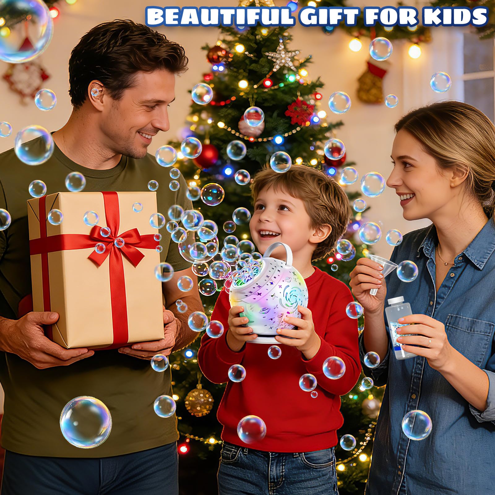 Sitodier Macchina per bolle con telecomando, rotazione automatica con luce e bolle musicali, batteria ricaricabile, per bambini, matrimoni, feste di compleanno e attività all'aperto