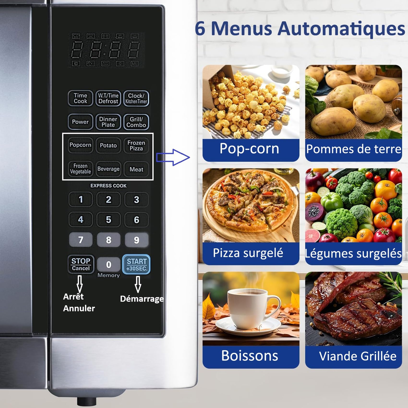 Smad Four Micro-ondes Combiné, 42L, Four Micro-ondes avec Grill, Micro-ondes 1100W, Grill 1200-1400W, 11 Niveaux de Puissance, Micro-ondes Multifonctions, Plateau Tournant 345mm