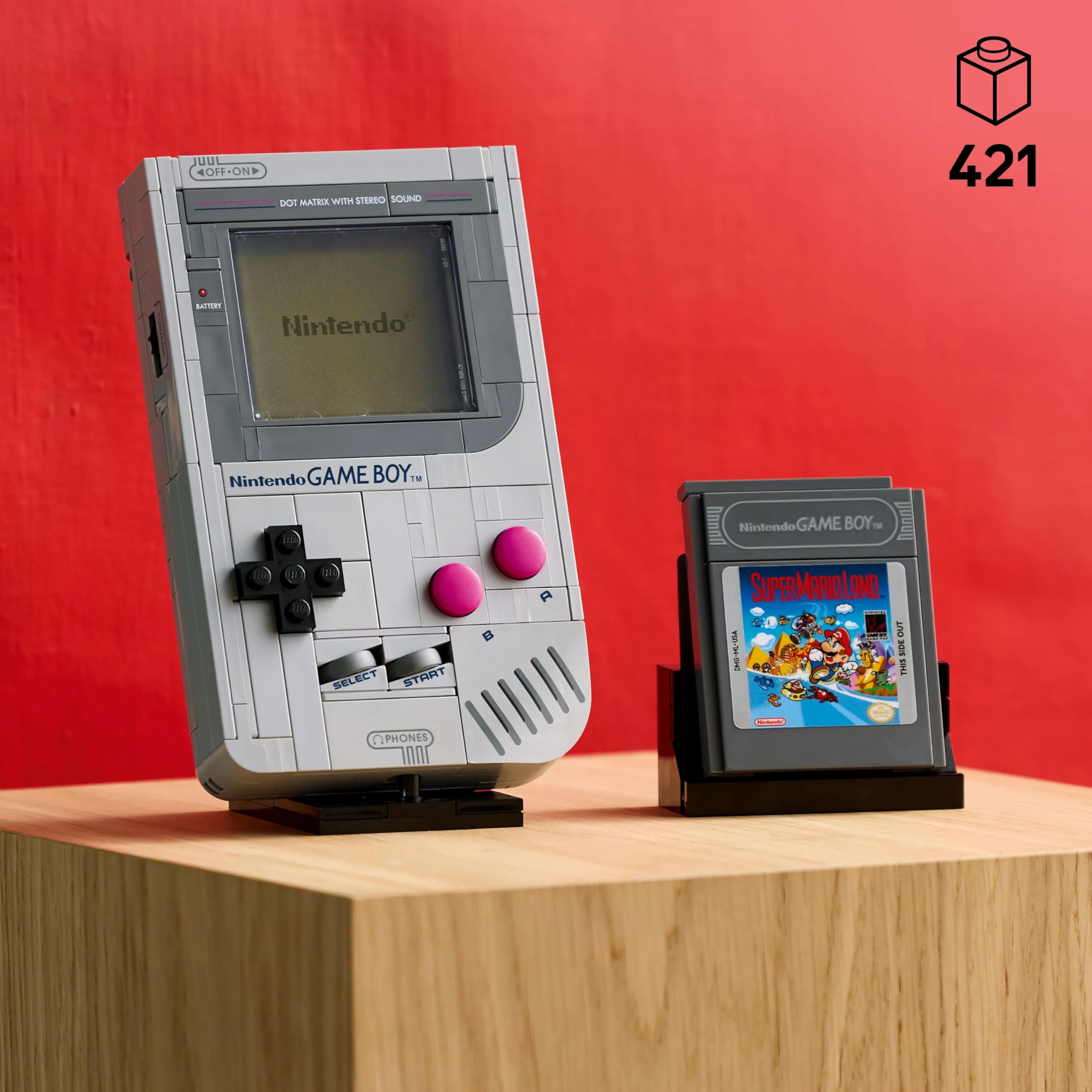 LEGO Game Boy, zestaw dla dorosłych, pomysł na prezent dla graczy, model kolekcjonerski dla mężczyzny i fanów retro gier Nintendo, replika konsoli z Game Pakami i ekranami soczewkowymi 72046