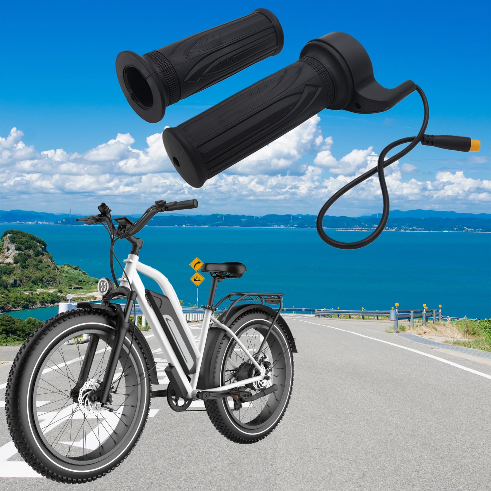 SEMIMO E-Bike 20X Full Twist Throttle Grip – 12V-72V Acceleratore per bici elettrica scooter moto per manubri da 22,2 mm con connettore impermeabile a 3 pin