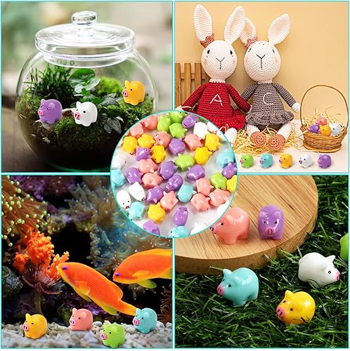 Miniatura 7 de 120 piezas de mini cerdos de resina, pequeños cerdos en miniatura, decoraciones de animales lindos para jardín, paisaje, casa de muñecas, fiesta de