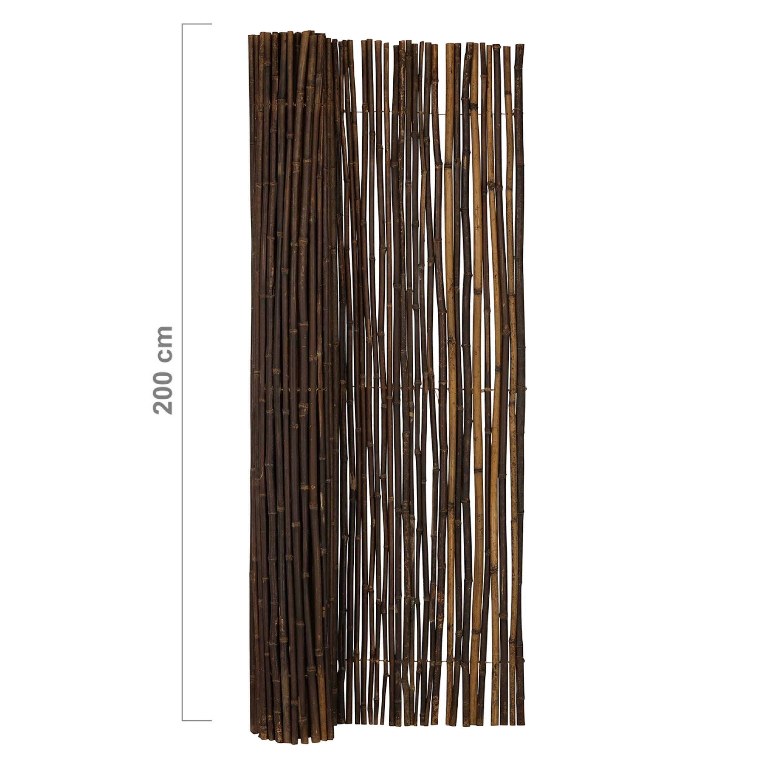 DE-COmmerce Bambus Sichtschutzzaun XL Nigra – 200x40 Cm, Oben Geschlossen, Extrem Stabil, Für Garten & Terrasse