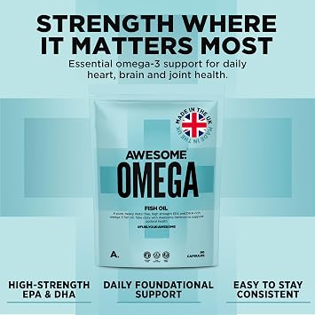 Awesome Supplements - Awesome Health - Omega 3 - Pure Fish Oil - Support Heart Health & Brain Function -Heavy Metal Free - 90 Capsules