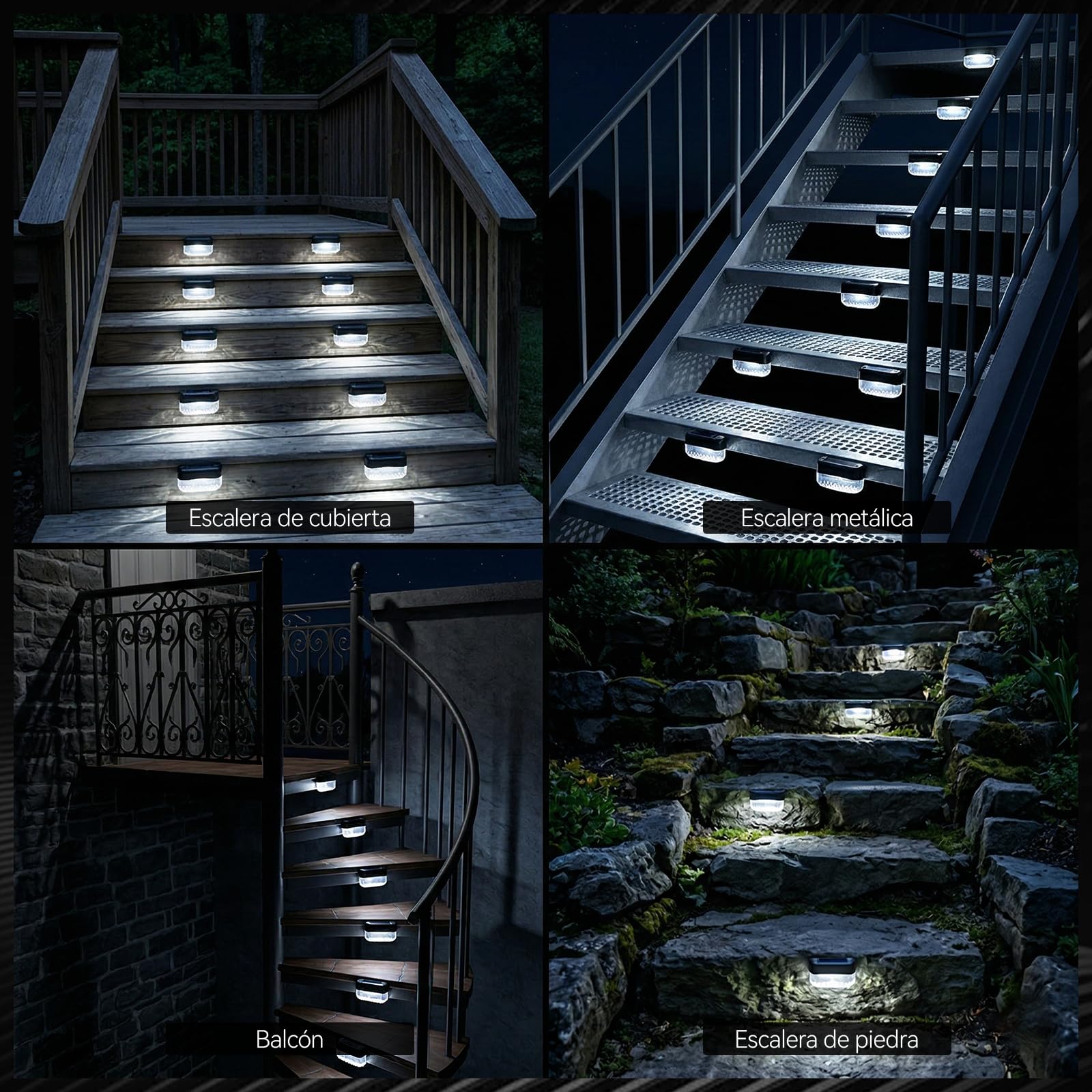 CREECHWA Luces Solares Exterior LED para Jardín y Terraza - 16 Pack de Lámparas Solares para Escaleras, Vallas y Patios, Impermeable, Encendido Automático, Blanco Frío, Instalación Fácil sin Cables — view 5