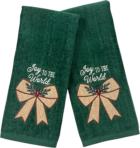 Miniatura 14 de Juego de 2 toallas de mano de baño de Navidad, color gris oscuro, 100% algodón, bordadas, diseño de copos de nieve, 16 x 25 pulgadas, toallas 24 Let
