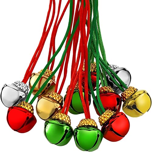 Gejoy 60 collares de campana de Navidad, decoraciones de campana de Navidad para suministros navideños Rojo