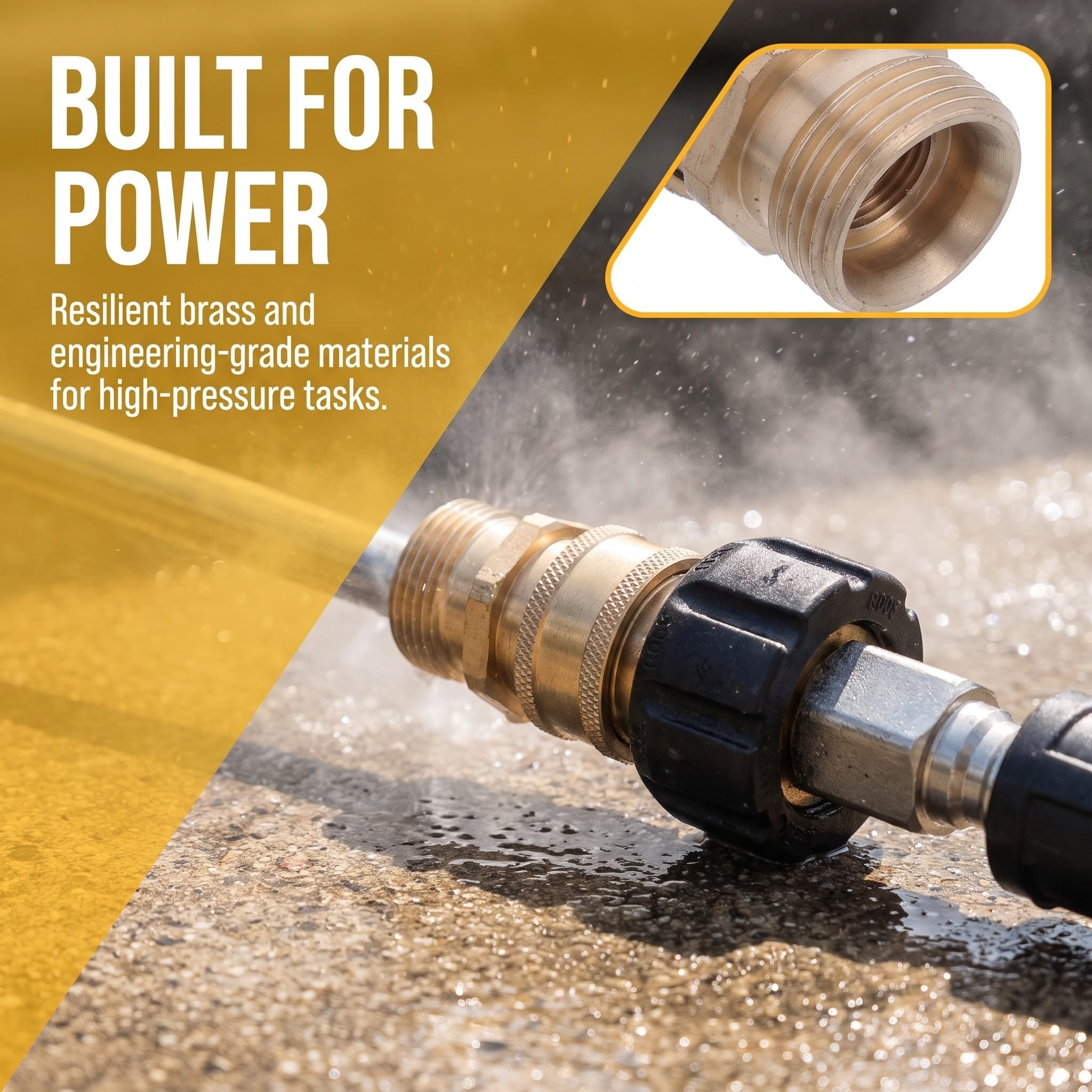 Lurrose Kit di 4 adattatori per idropulitrice - Raccordi a connessione Rapida M22-14mm - Giunto Girevole per Tubo Flessibile da 3/8" - Connettore con Filettatura Maschio per Tubo Flessibile