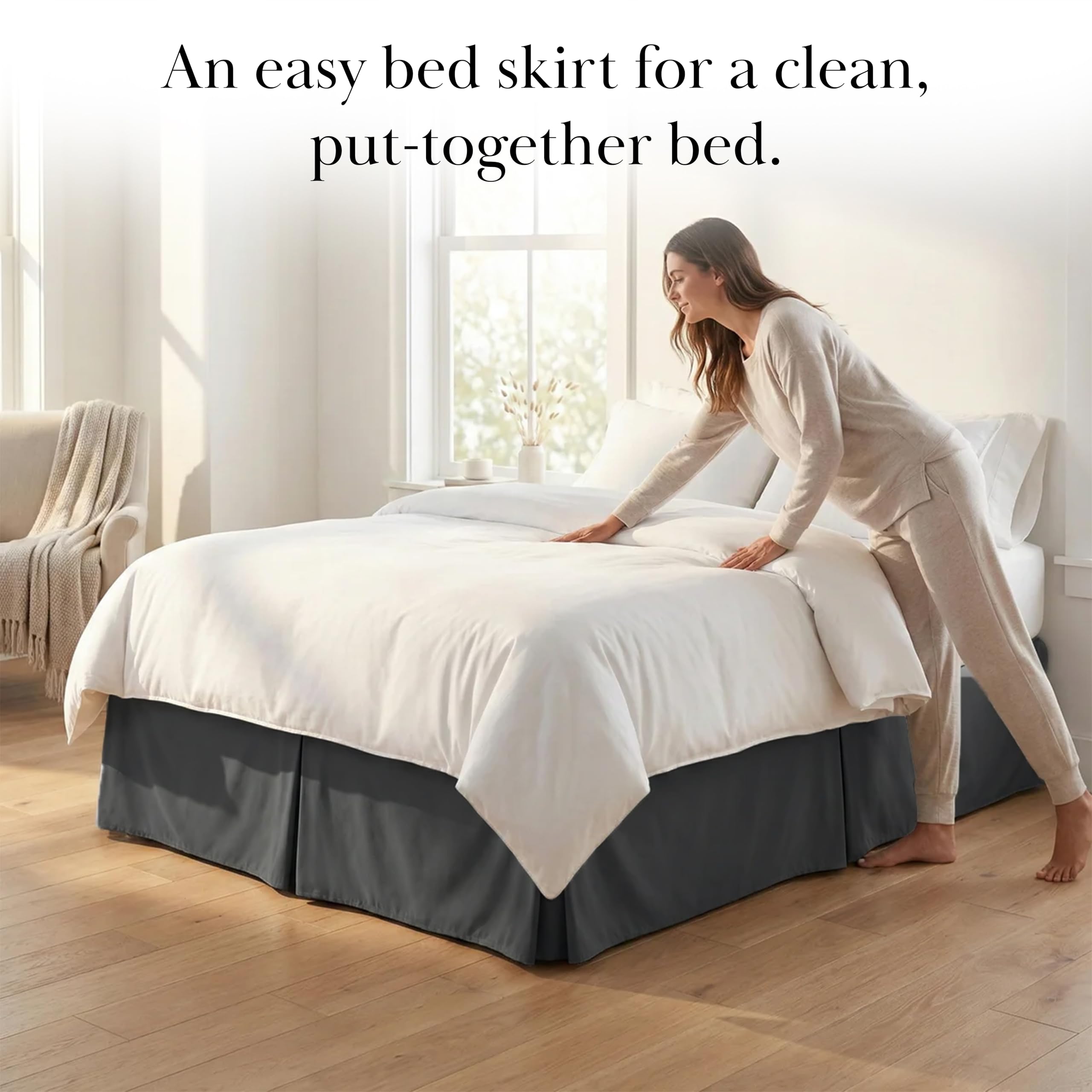 Southshore Fine Living, Inc. Coprirete di qualità alberghiera, per letto molto grande, altezza 35,6 cm, design elegante plissettato, gonna da letto di lusso con balze di alta qualità, manutenzione
