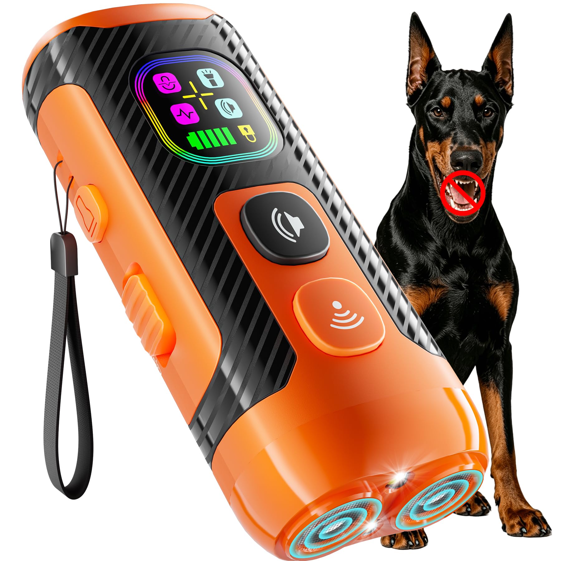 Appareil anti-aboiement pour chiens - Double ultrasons (fixe 25 kHz/adaptatif 20-30 kHz), contrôle des aboiements jusqu'à 15,2 m, arrête humainement les aboiements des voisins et des propres