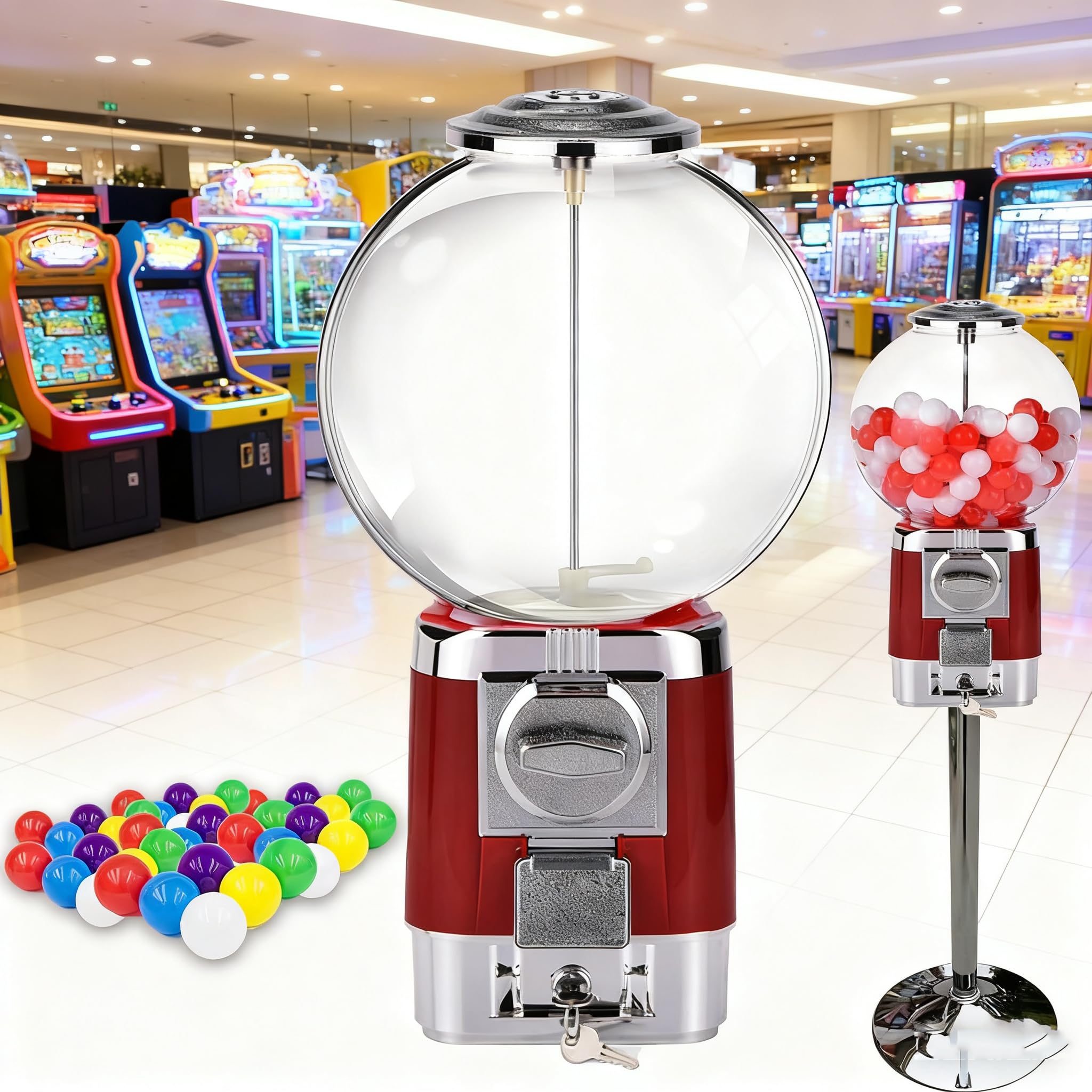 Distributore automatico di caramelle - Macchina commerciale per monete con supporto in metallo e capacità 240 - Perfetto per casa, negozi di giochi e spazi commerciali