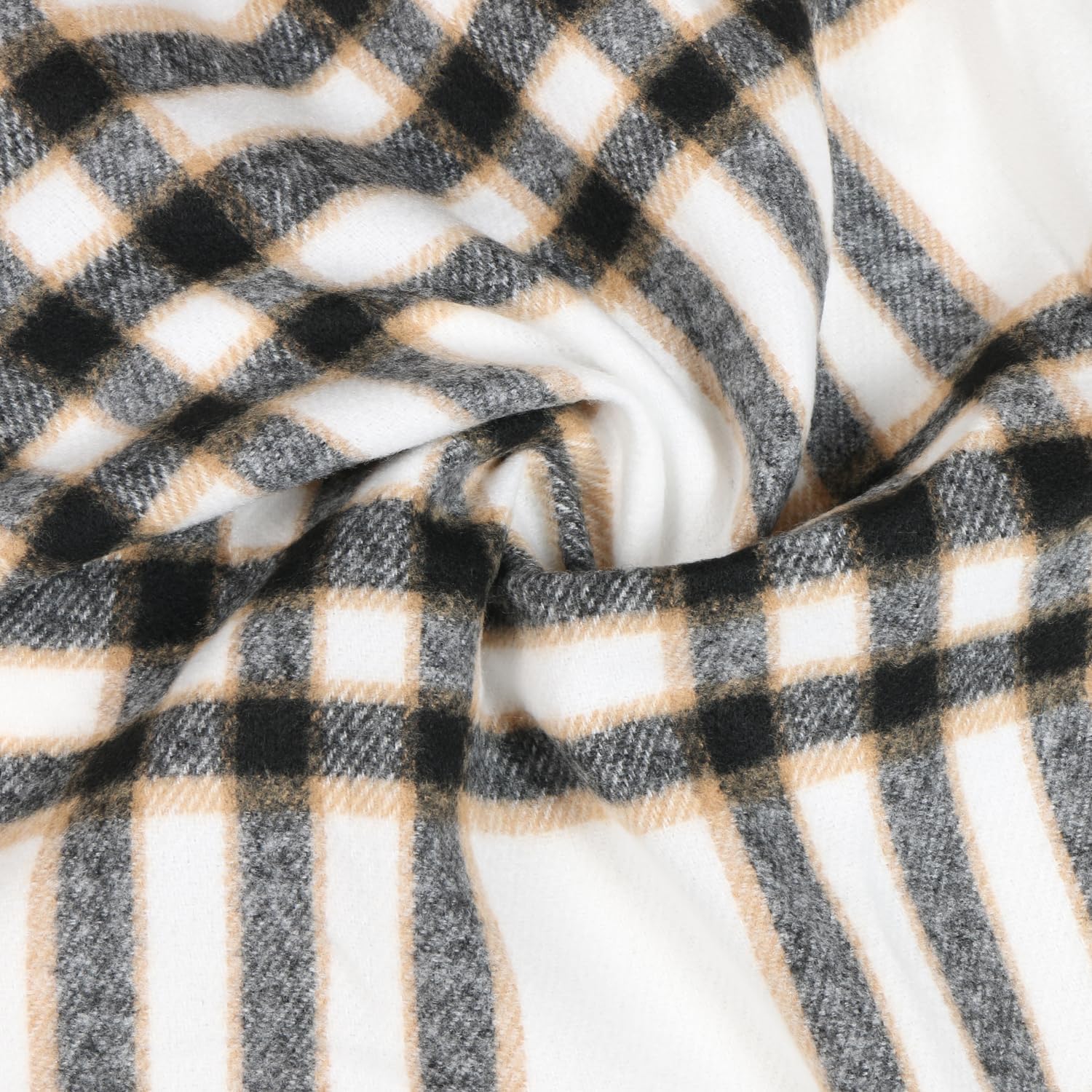 TZ Promise Herringbone Houndstooth Checked Pattern Cashmere Feel Classic Soft Luxurious Winter Scarf For Men Women - Image 2