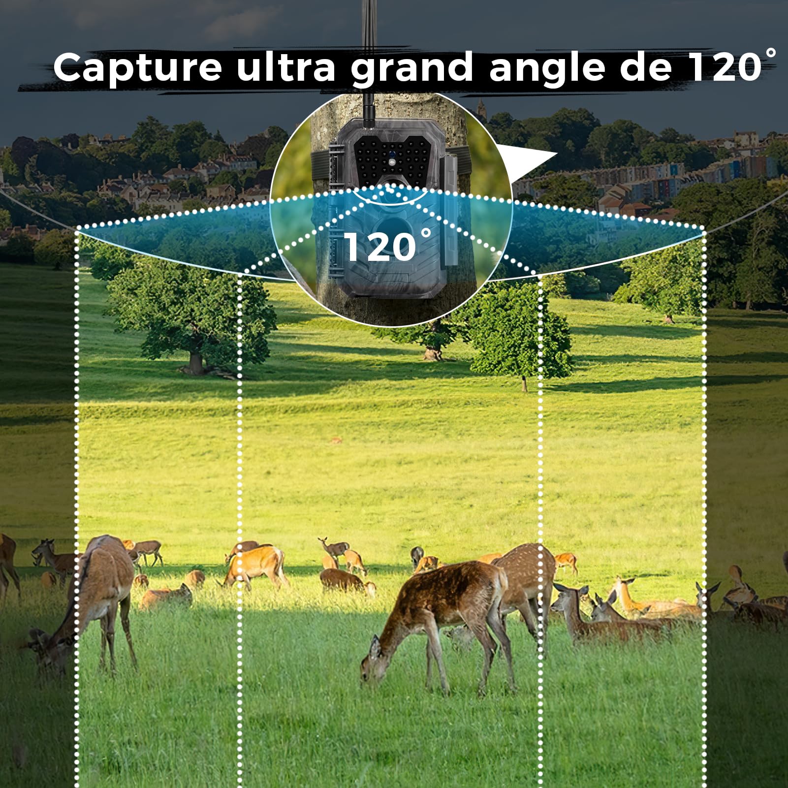 Meidase S600 4G LTE Caméra de Chasse, 48MP 1296P, Vision Nocturne 25m, Activation Mouvement 0.2s, Étanche IP66, Transmission par Application Mobile, Surveillance De Extérieurs Équipée d'une Carte SIM