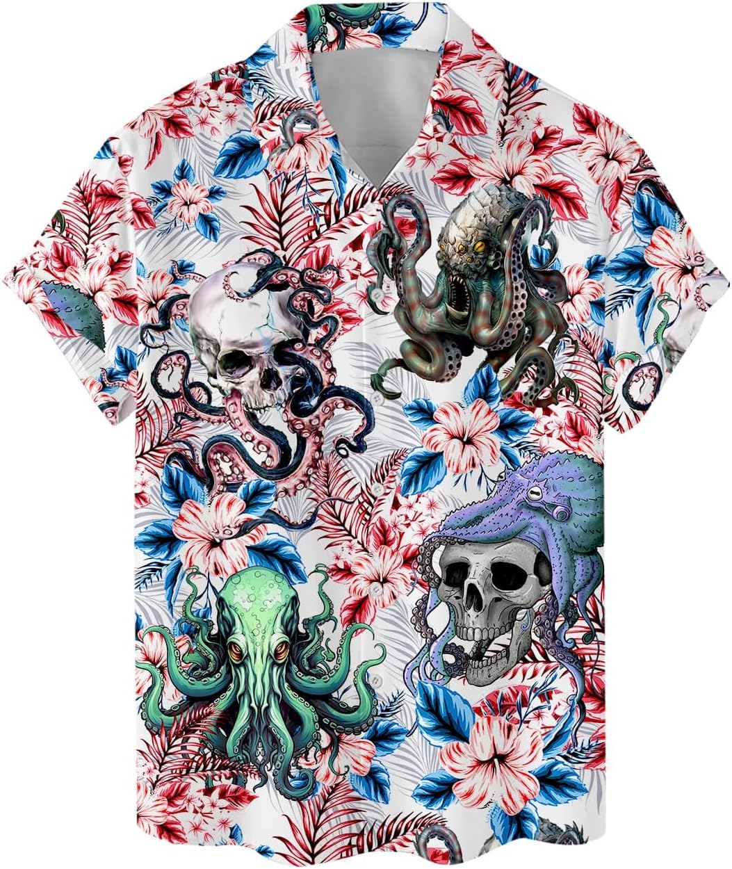 Mooley Funny Bigfoot Button Down Short Sleeve Holiday Summer Beach Tropical Bigfoot Surfing Hawaiian Shirt
