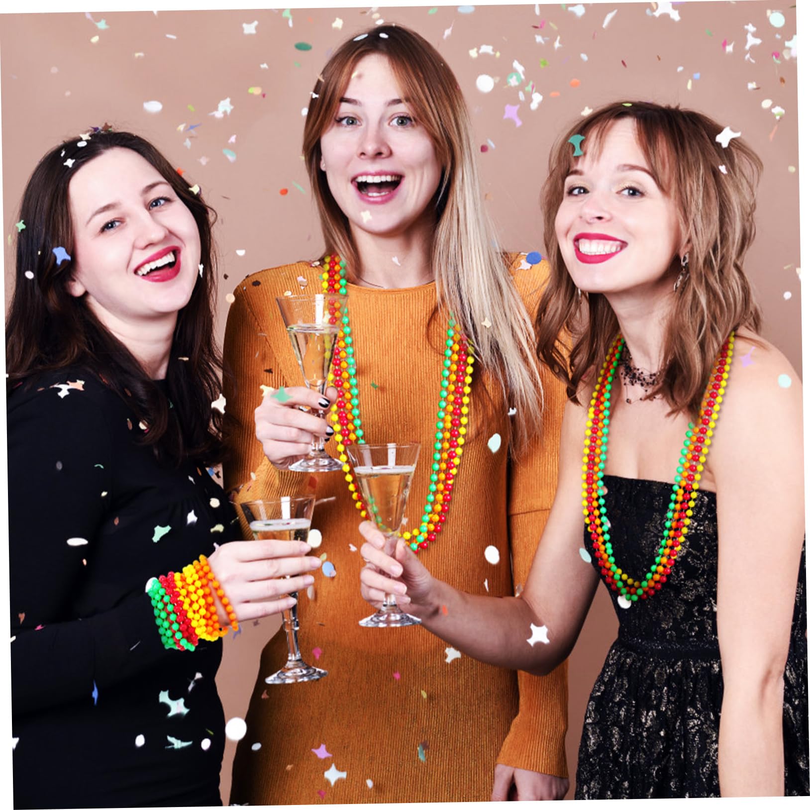 TOYANDONA 48 Collane Neon Fluorescenti in Plastica per Feste Tema Anni Accessori Party Resistenti e Riutilizzabili per Balli Disco e Regali Party
