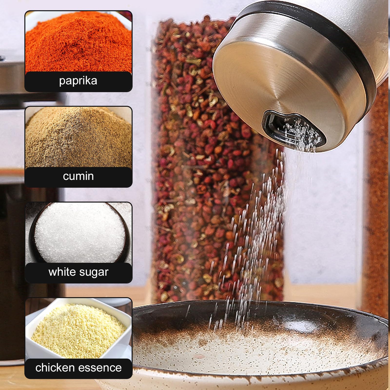 Barattoli Per Spezie Da 200 Ml - Set Di 2 Con 3 Tipi Di Fori, Vetro Borosilicato E Acciaio Inox - Foto 8