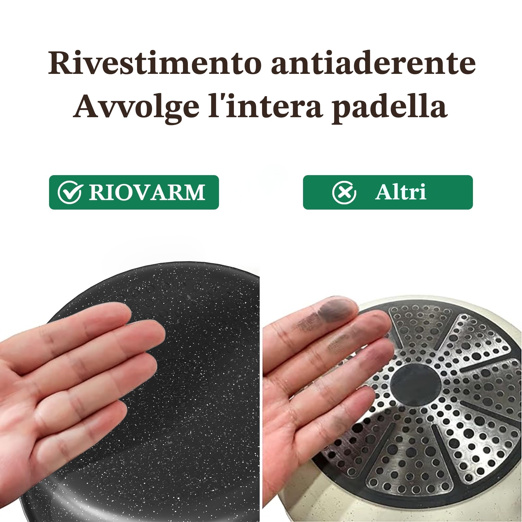 RIOVARM Induzione Set di pentole e padelle con manici staccabili, Impilabile Antiaderente In granito Set di pentole con coperchi, Salvaspazio Set di utensili da cucina Senza PFOA, Padella, Casseruole
