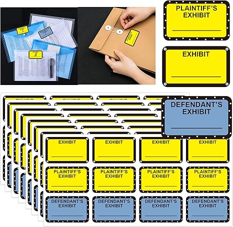 Amazon.com : Legal Exhibit Stickers 1X1.65 inch Plaintiff’s Fluorescent ...