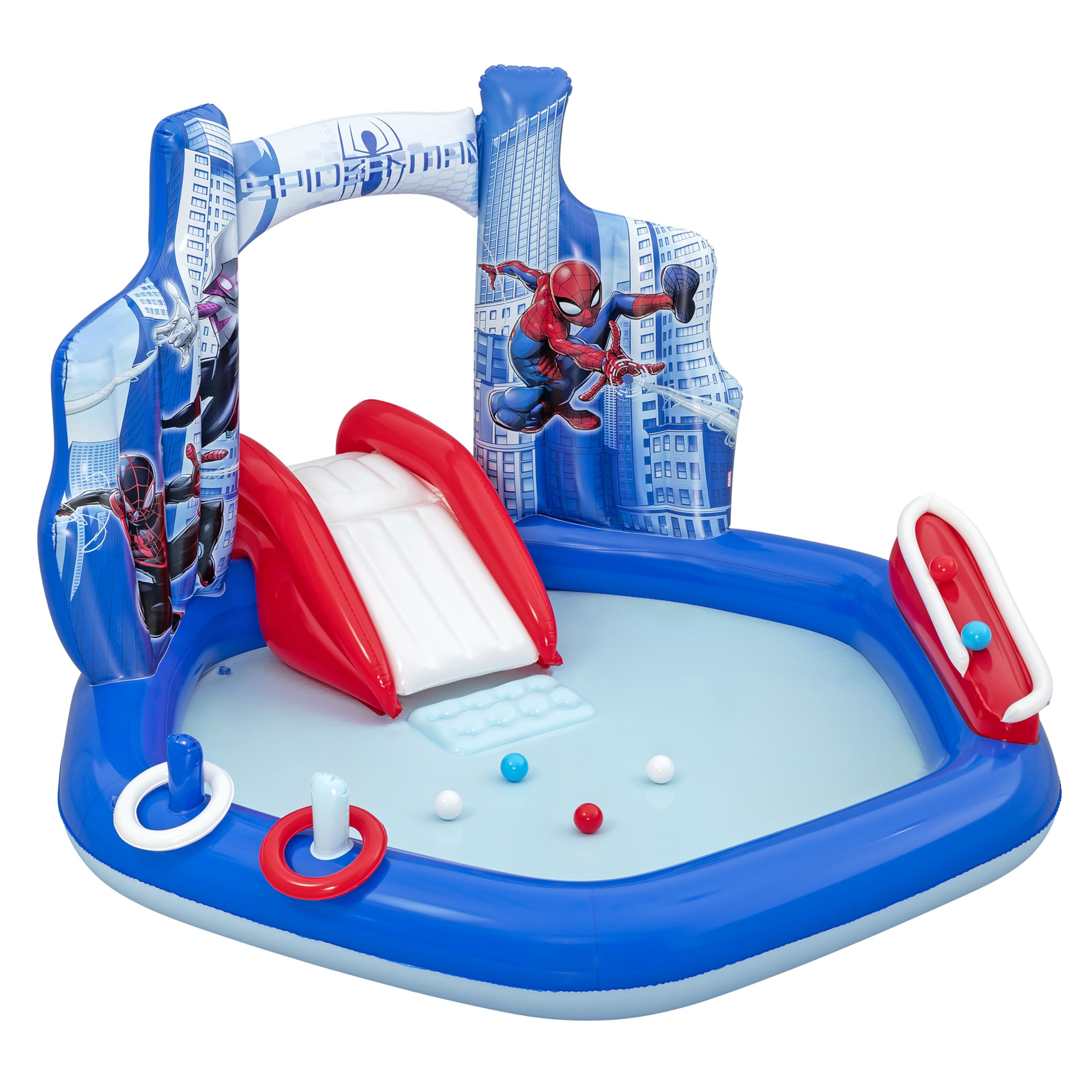 Bestway Marvel Aire de jeux aquatiques gonflable Spider-Man pour enfants 2,11 m x 2,06 m x 1,27 m