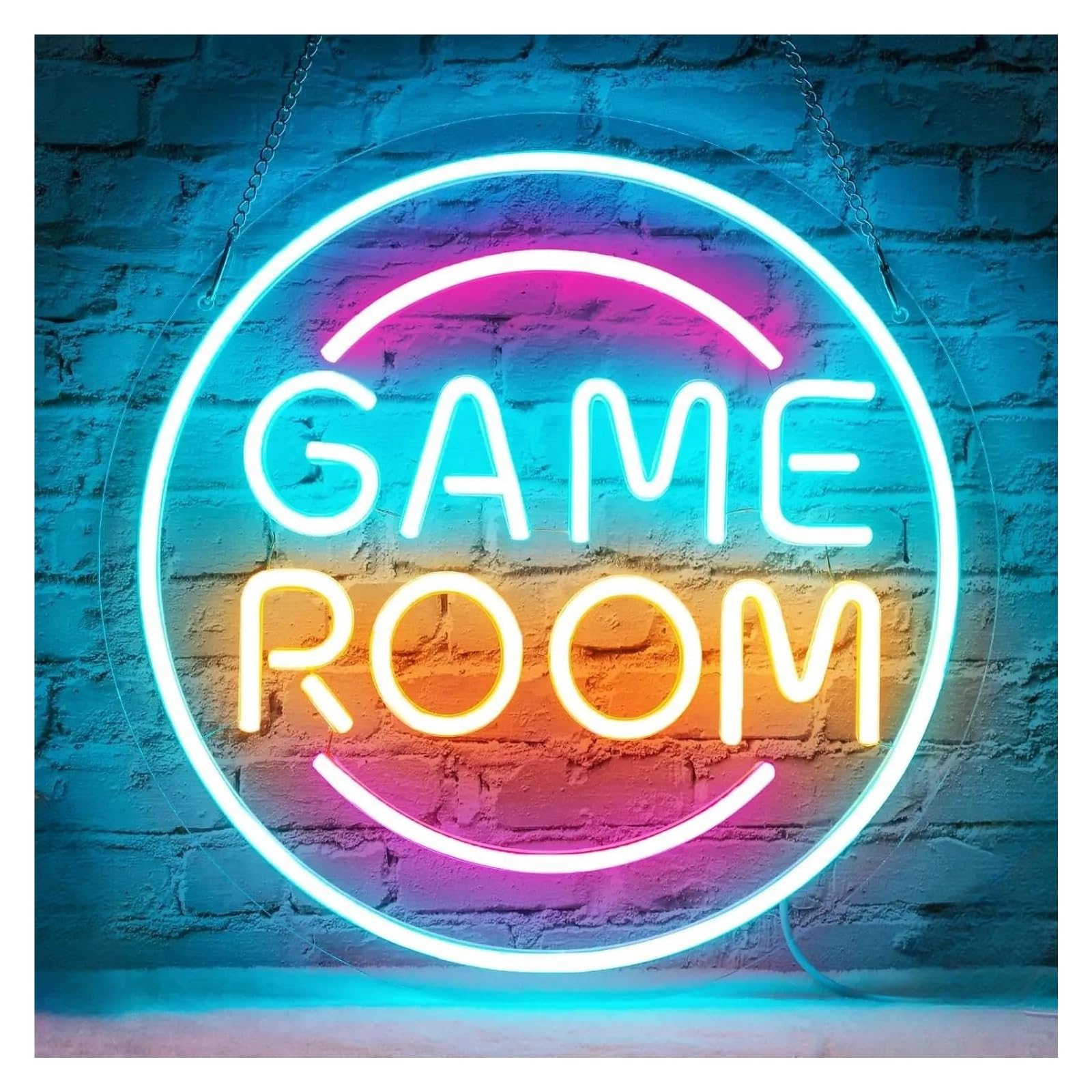 LEMST Signs Lamp Game Room Round Neon Lights USB Powered Adjustable Brightness Gamepad Neon Lights, Suitable for Wall Hanging Decor(35cmx35cm)