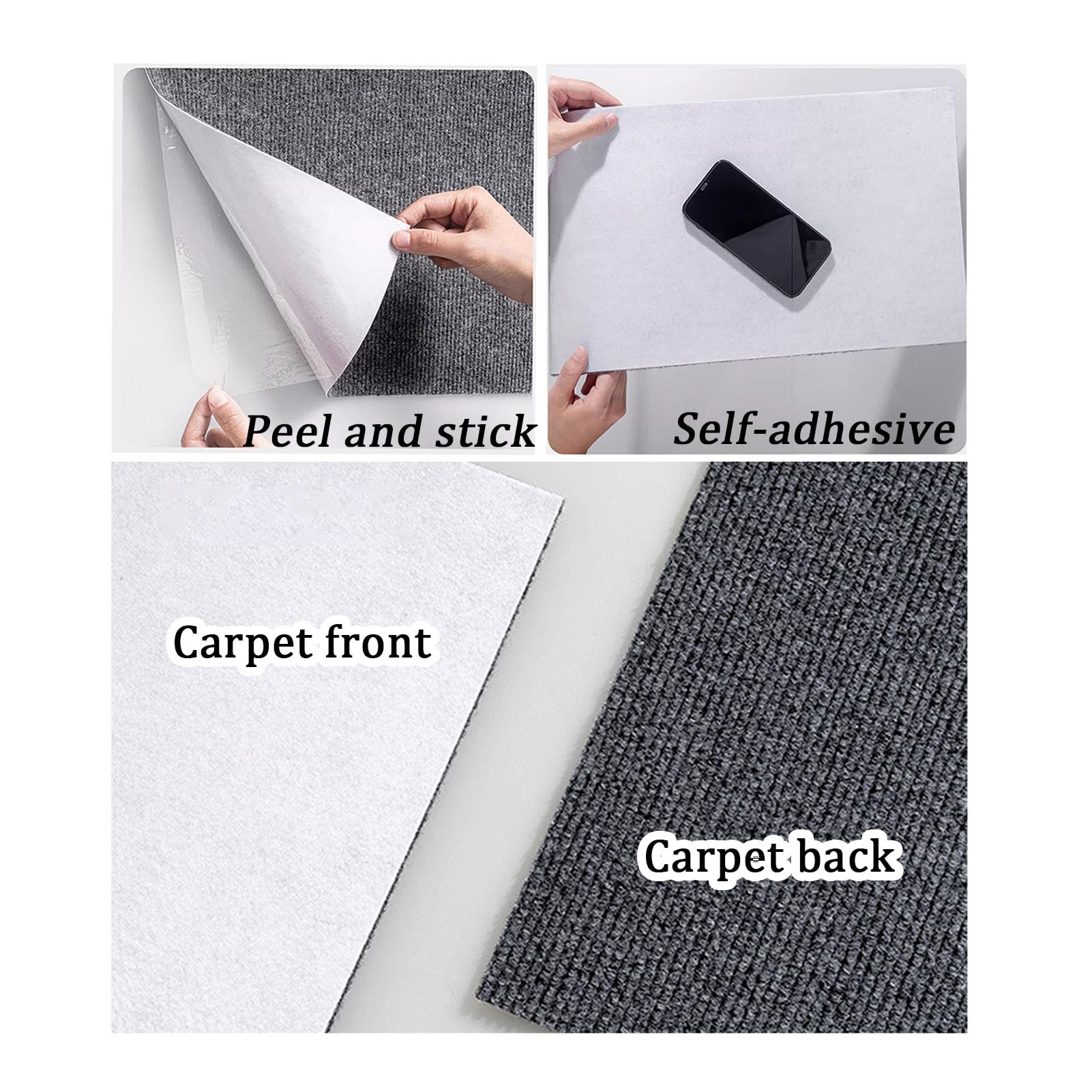 Moquette quadrotte autoadesive, Piastrelle per tappeti per la casa, 48 Pezzi, autoadesive, 12x12 Pollici, Staccabili e attaccabili, Antiscivolo, durevoli, per Pavimenti Lisci, Fai da Te.