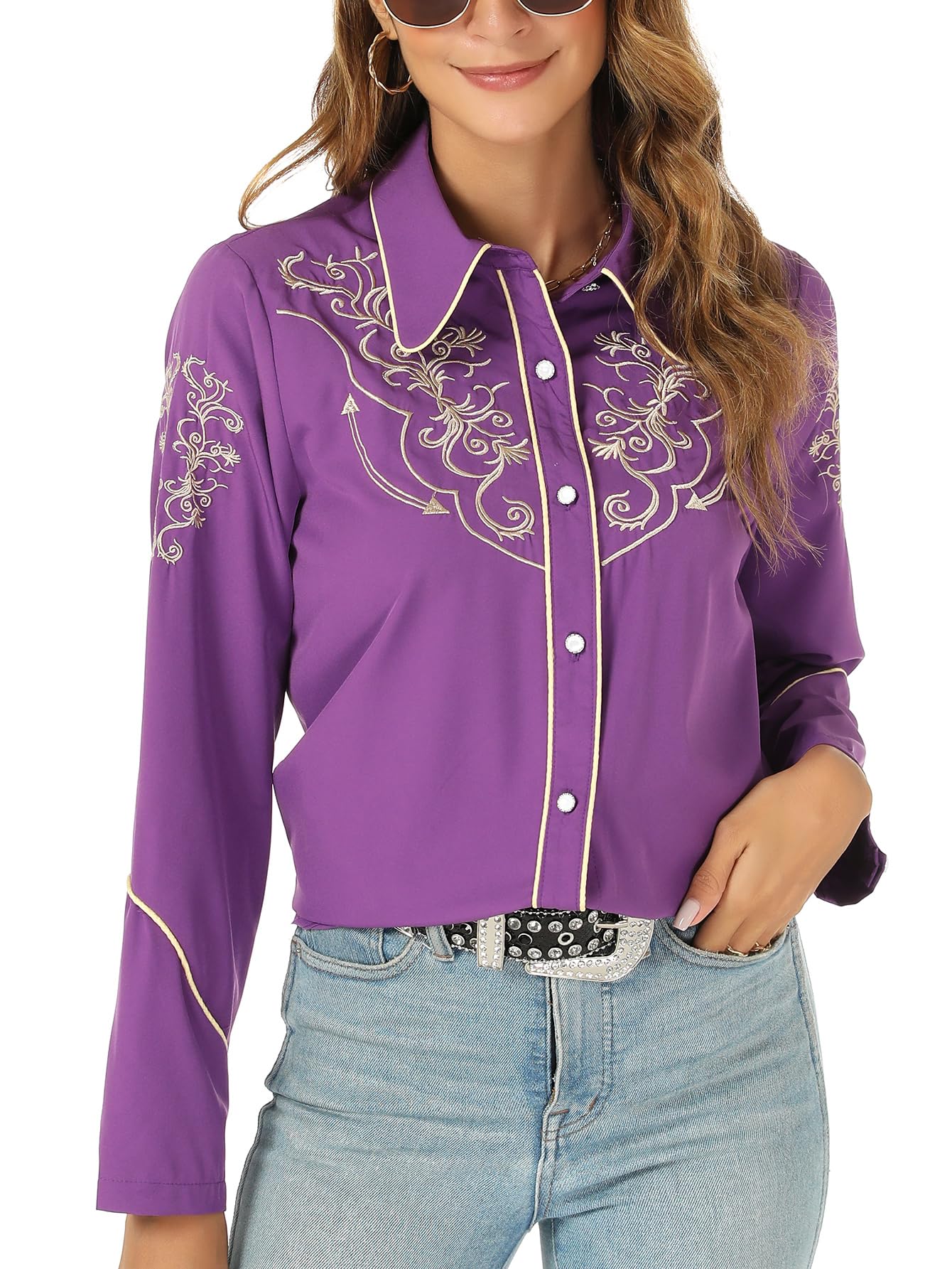 Snapklik.com : Western Shirts For Women Cowgirl Sexy Dressy Long Sleeve Black Embroidered Button Up Ladies Blusas Vaqueras Para Mujer Womens Cowboy Shirt Cowgirls Outfits Country Style Wear Rodeo Clothes Purple Snapklik.com : Western Shirts For Women Cowgirl Sexy Dressy Long Sleeve Black Embroidered Button Up Ladies Blusas Vaqueras Para Mujer Womens Cowboy Shirt Cowgirls Outfits Country Style Wear Rodeo Clothes Purple