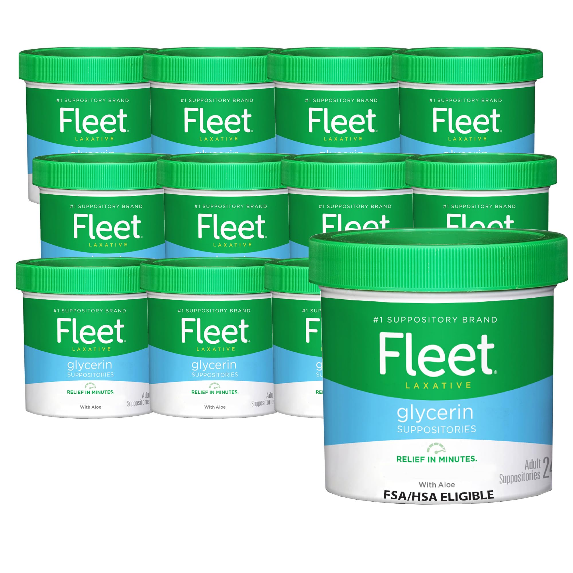 Fleet Laxative Glycerin Suppositories for Adult Constipation, 24 Count, 12 Pack