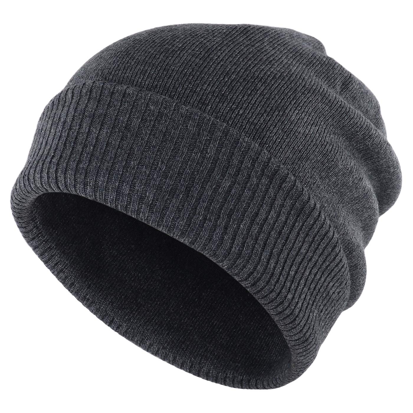 Gisdanchz Men's Grey Deep Beanie Hat Knitted Hat Thermall Cycling Woolly Hats Wo Ladies Woollie Black Beanie Cap Slouch Rib-Knit Knitted Warm Woollen Woollen Winter Cycling