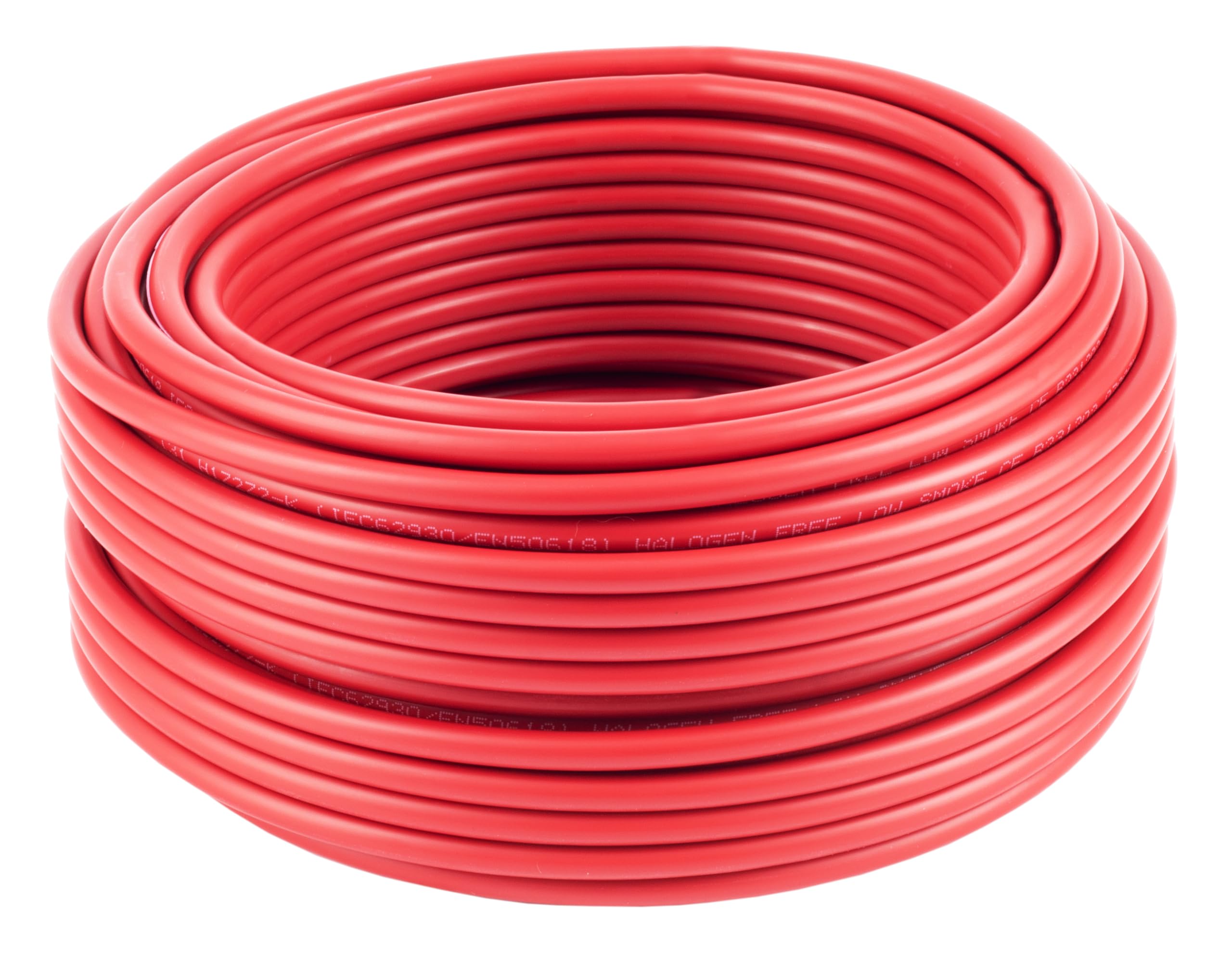 1 x 25m 6mm² Red Solar Cable H1Z2Z2-K PV Cable Halogen Free UV Resistant Tinned Copper XLPO Insulation Ideal for PV Installations