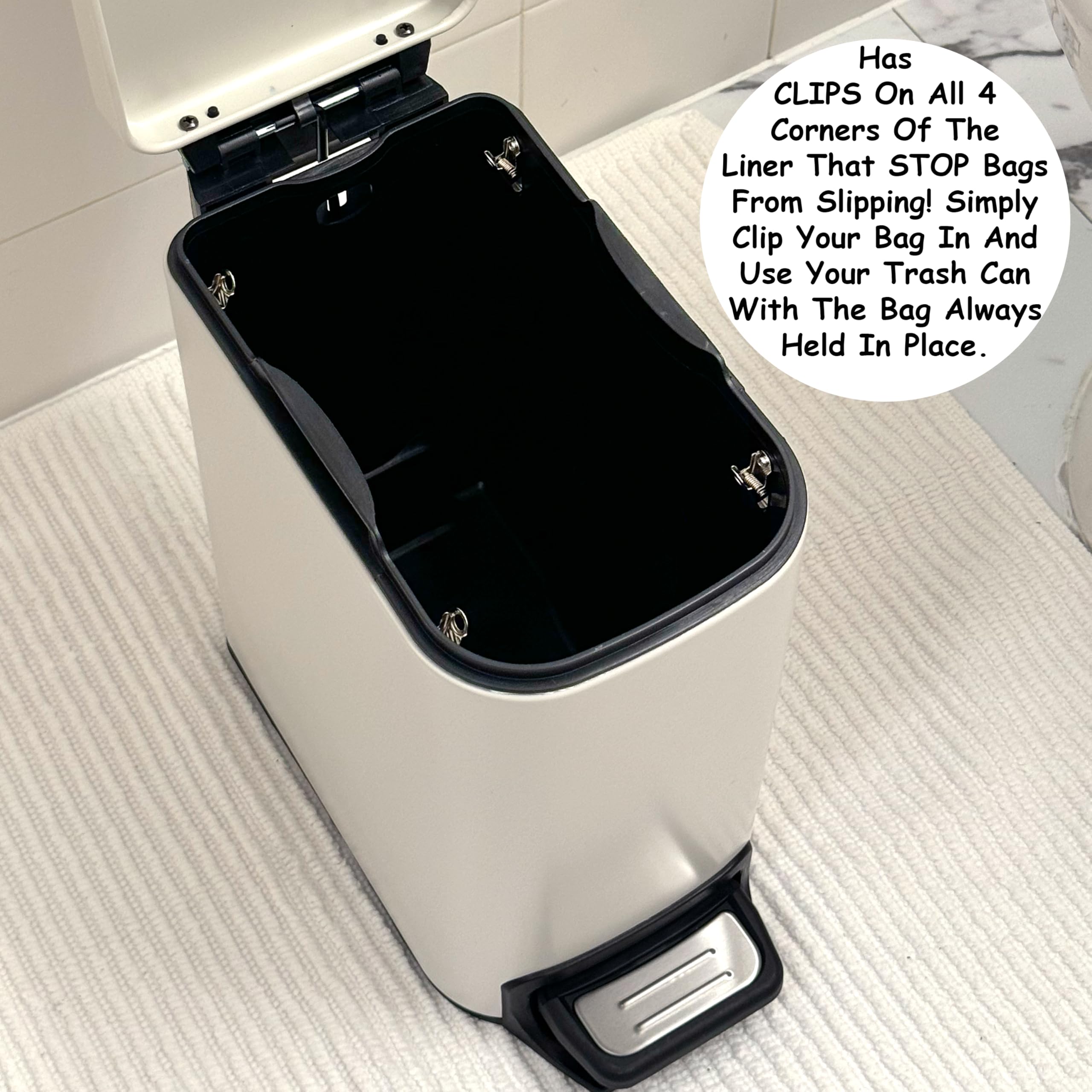 Homie Poubelle fine de 6 litres avec doublure antidérapante et couvercle anti-sac, peut être utilisée comme mini poubelle, poubelle fine ou décoration dans la salle de bain, les toilettes, la cuisine
