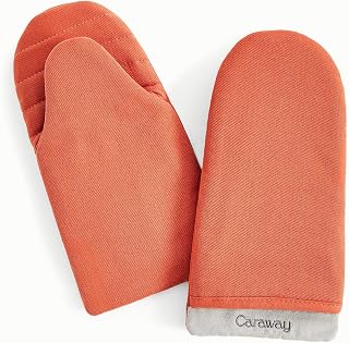 Oven Mitts - 100% Organic Cotton Oven Mitt - Double-Layer & Stain-Resistant Stitching - Safe Handling of Hot Kitchenware - Set of 2 - Perracotta