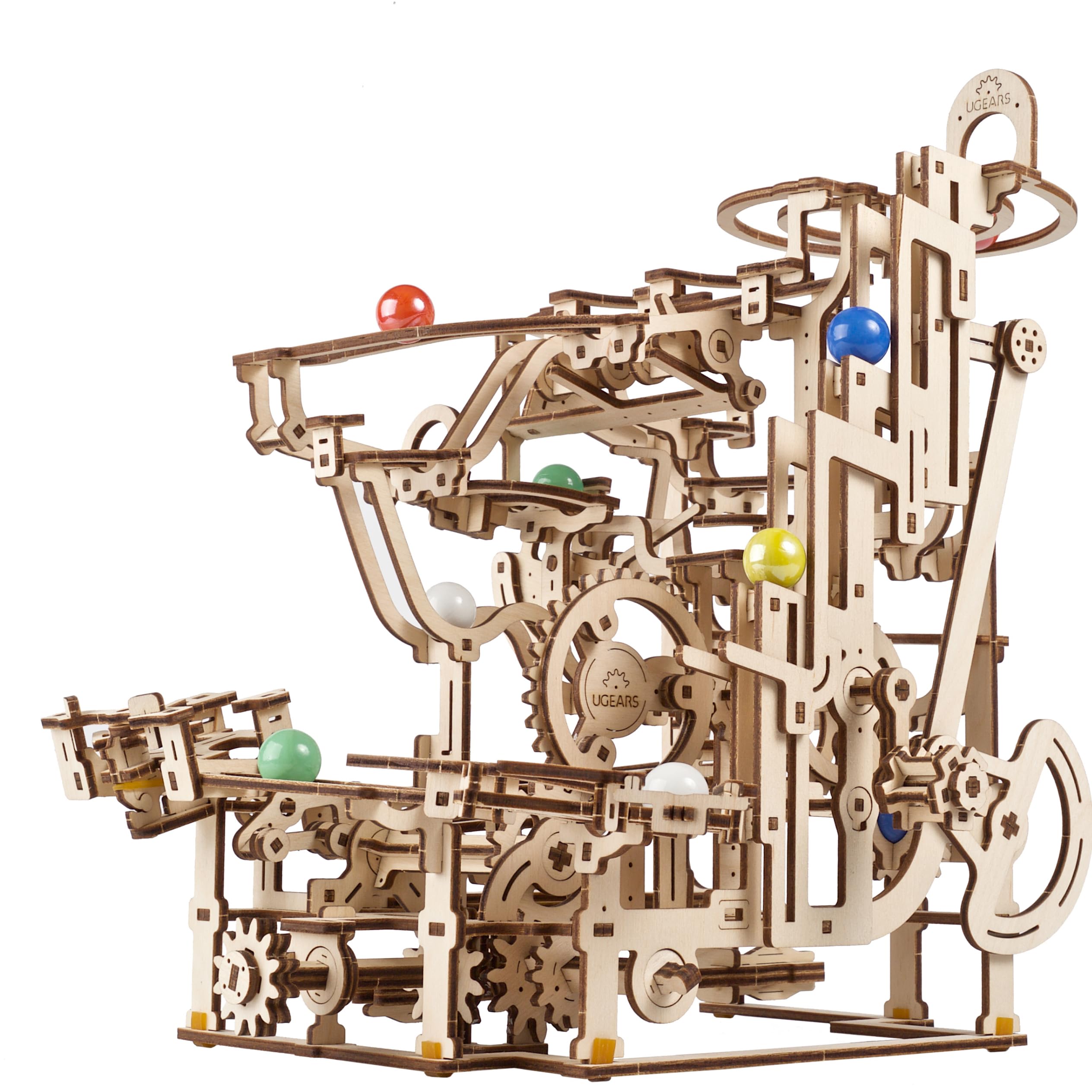 UGEARS Marble Launcher Hoist 3D Wooden Puzzle for Adults - 3D Puzzle Gravity Maz