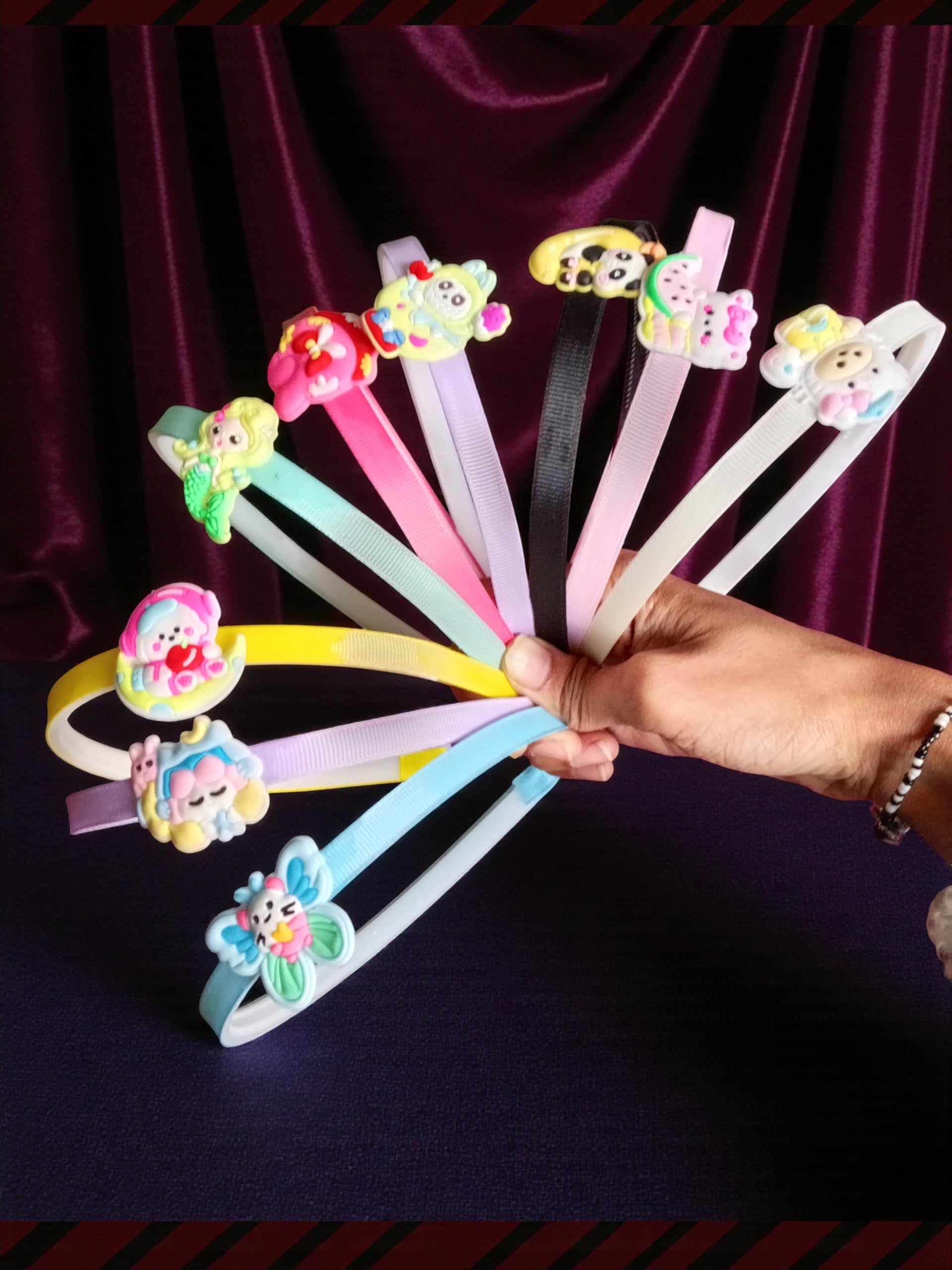 Neobaby Cute Cartoon Headbands, Colorful Ribbon Hair Bands Hair Accessories for Girls, Multicolor Set of 6-picture-51