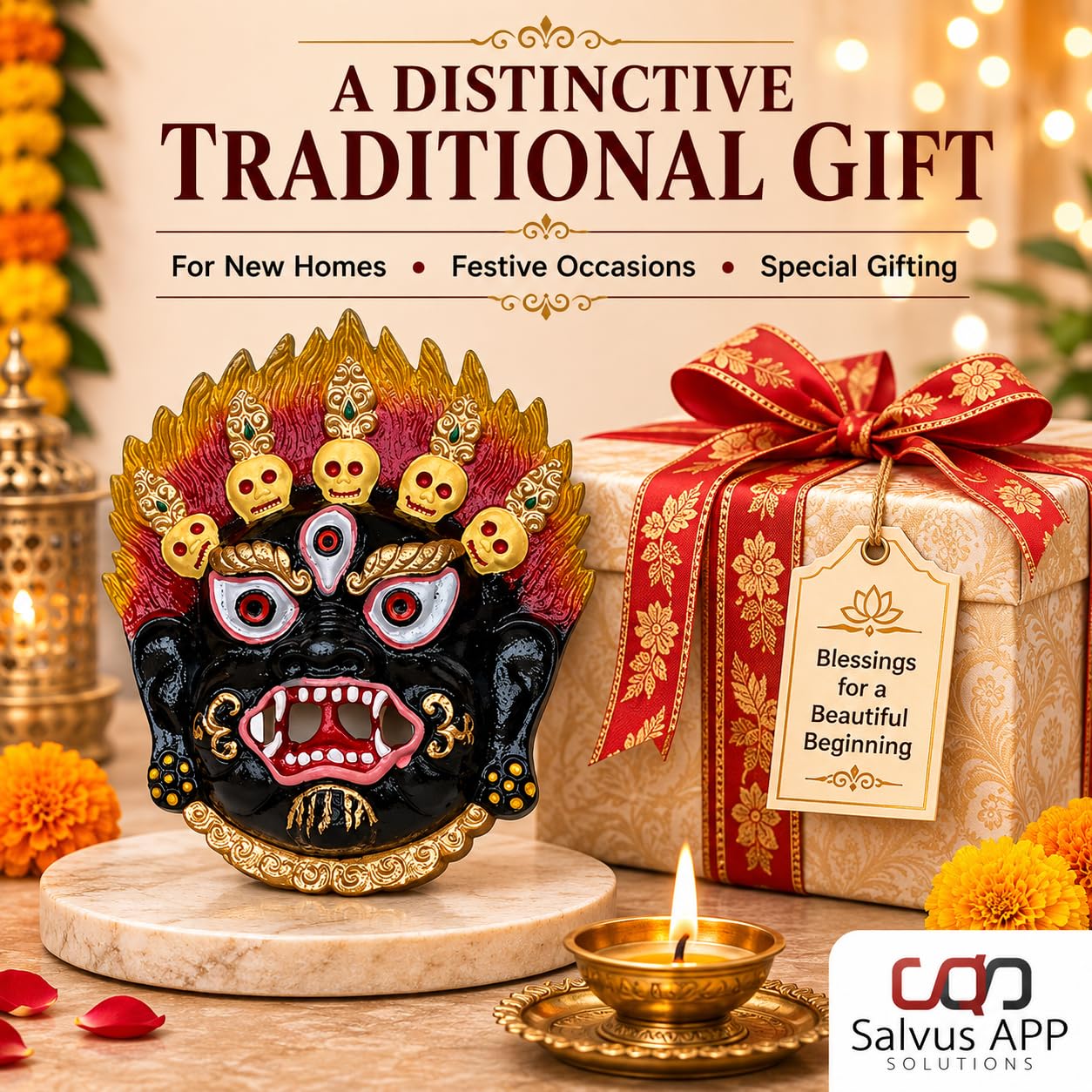 Salvus APP SOLUTIONS Metal Mahakal Face Mask Nazar Battu - Spiritual Protection with Stylish Design to Home, Shops (Black_4.5x5.5 inch) 4
