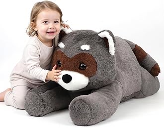 Cudhug 31.5" Large Raccoon Stuffed Animal, Giant Soft Plush Fluffy Raccoon Toy Birthday Holiday Party Gifts for Kids Girls Boys