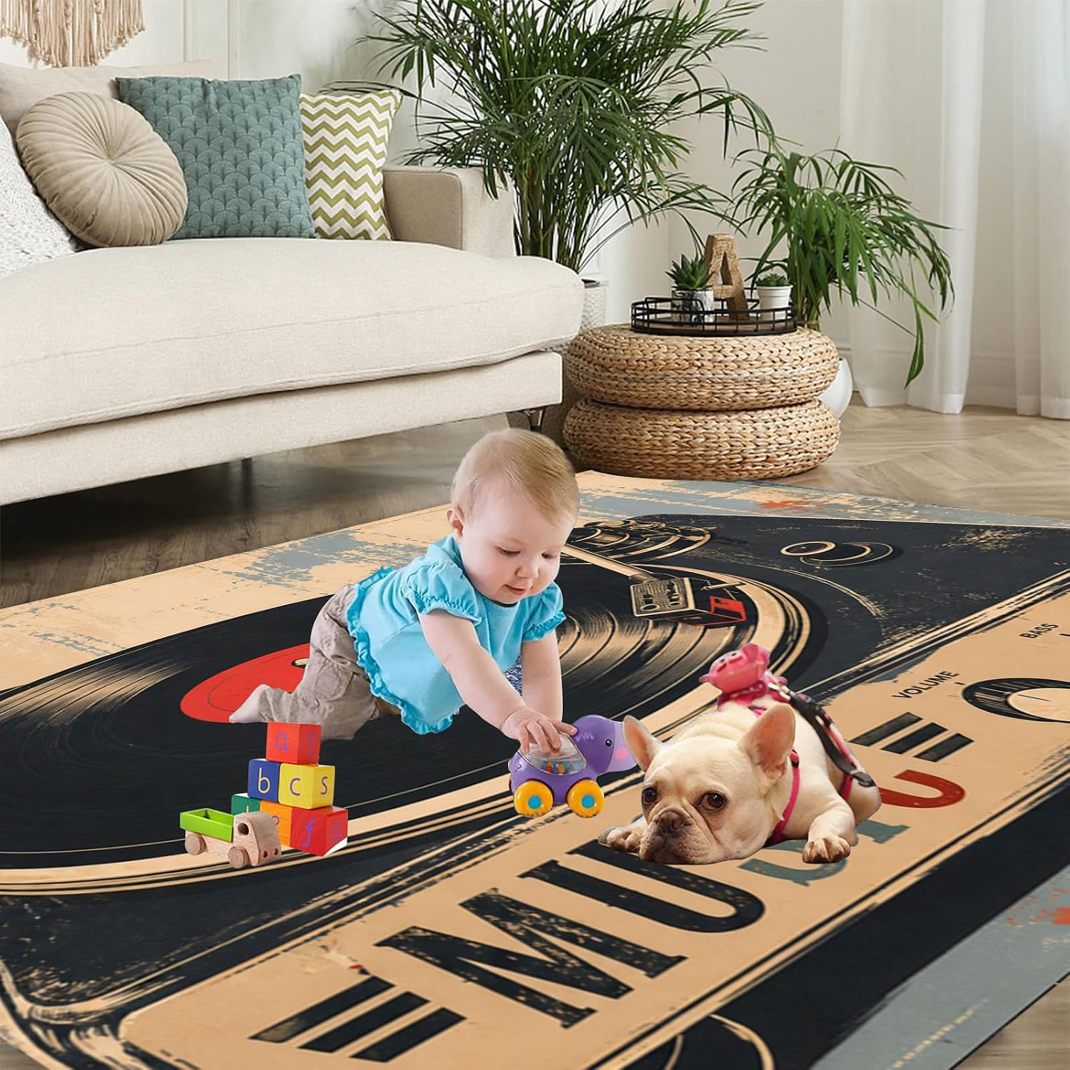 Vintage Record Player Area Rug Vinyl Turntable Music Rug 3x5ft image 4