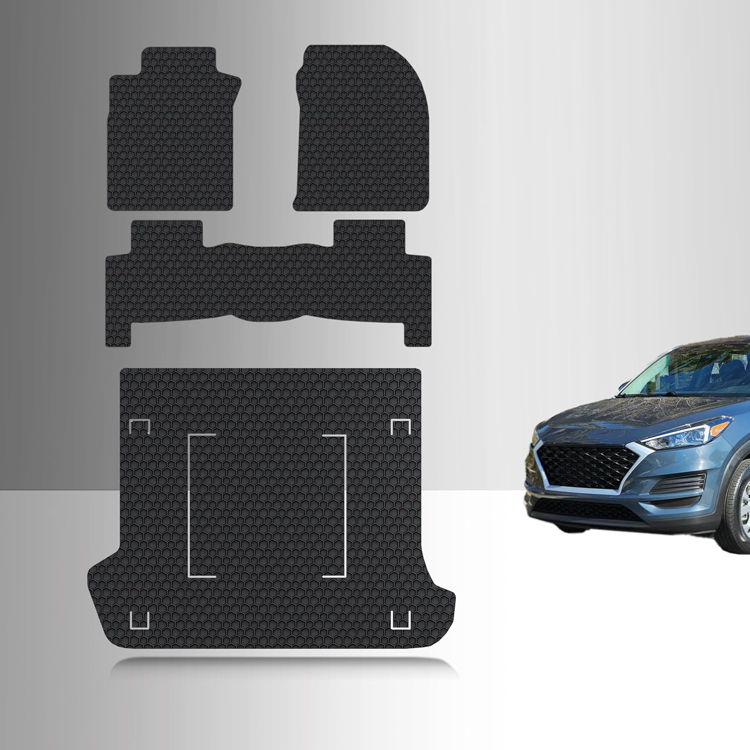 TOUGHPRO Cargo/Trunk Mats Accessories for Lexus GX470 with Rail Cutouts All Weather Heavy Duty (Made in USA) Black Rubber 2003 2004 2005 2006 2007 2008 2009